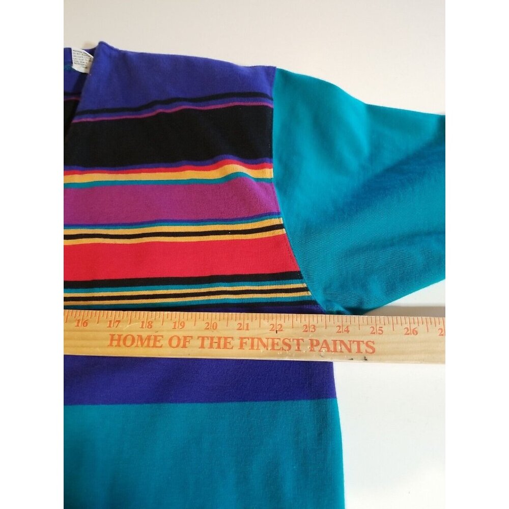 Chaus Vintage Womens Knit Cardigan Sweater Teal Striped Open‎ Front Size 2X - Picture 8 of 10